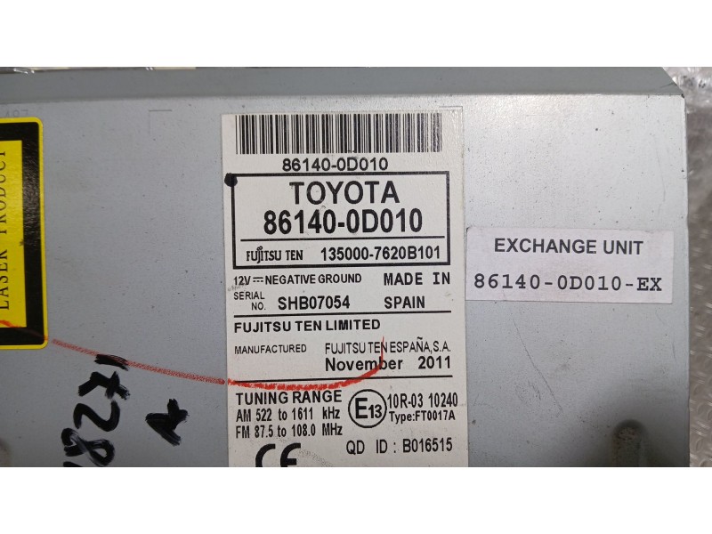 Recambio de sistema navegacion gps para toyota yaris (_p13_) 1.3 (nsp130_) referencia OEM IAM 861400D010  