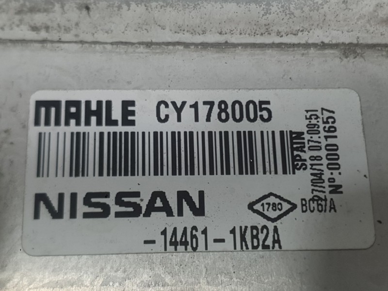 Recambio de intercooler para nissan juke (f15) 1.5 dci referencia OEM IAM 14461EM00A  