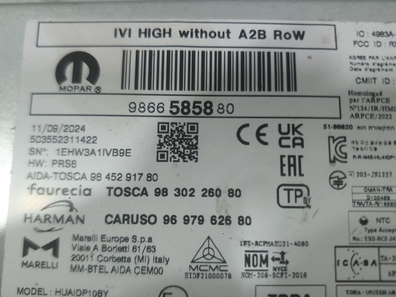 Recambio de sistema audio / radio para peugeot 208 ii (ub_, up_, uw_, uj_) 1.2 puretech 100 referencia OEM IAM   