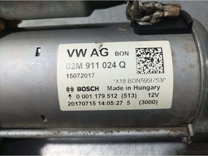 Recambio de motor arranque para skoda rapid active referencia OEM IAM 02M911024Q 0001179512 BOSCH