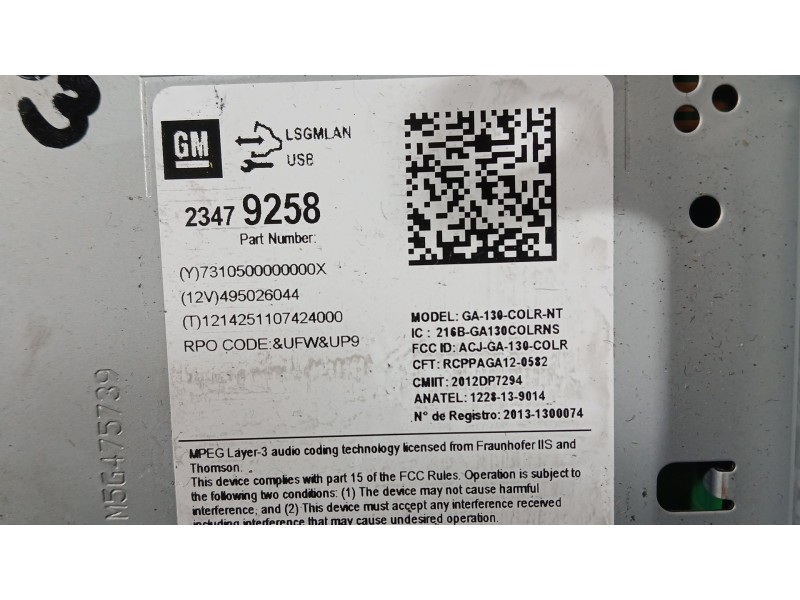 Recambio de sistema audio / radio cd para opel astra j (p10) 1.6 cdti (68) referencia OEM IAM 22836293  
