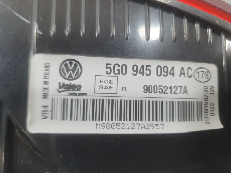 Recambio de piloto trasero derecho interior para volkswagen golf vii (5g1, bq1, be1, be2) 1.4 tsi referencia OEM IAM 5G0945094AC