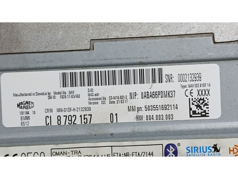 Recambio de sistema audio / radio cd para bmw x1 (f48) sdrive 18 d referencia OEM IAM   