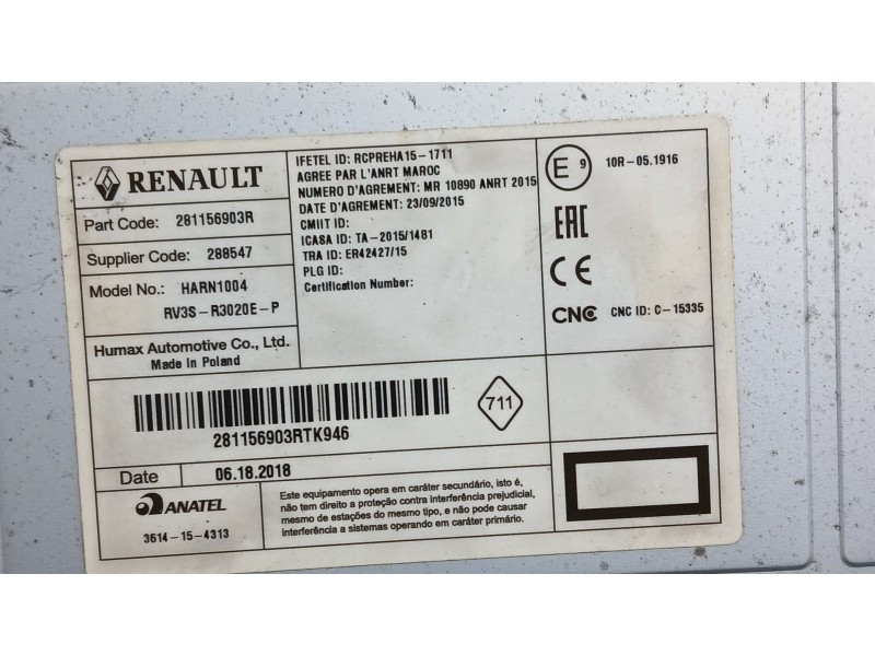 Recambio de sistema audio / radio para renault kangoo express (fw0/1_) 1.5 dci 75 (fw07, fw10, fw04) referencia OEM IAM   