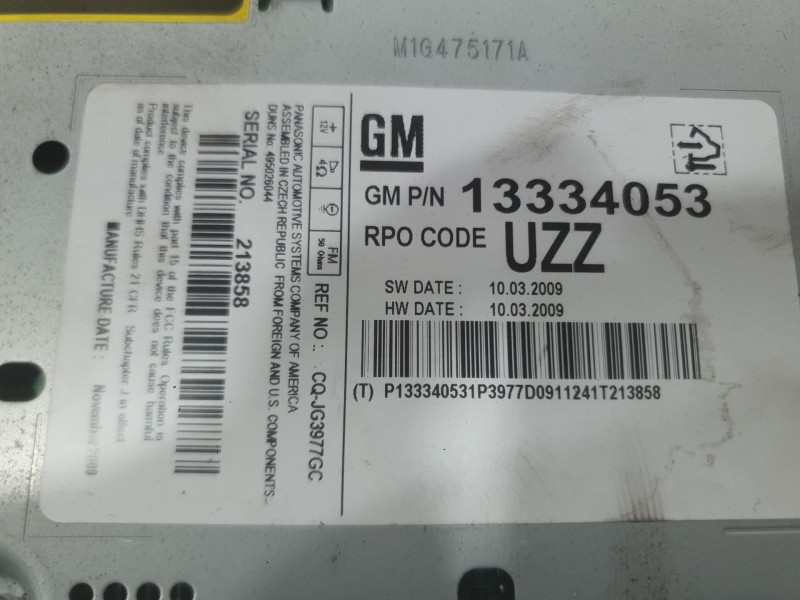 Recambio de sistema audio / radio cd para opel astra j (p10) 1.7 cdti (68) referencia OEM IAM   