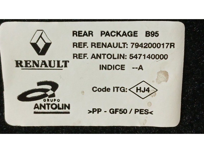 Recambio de bandeja trasera para renault megane iii hatchback (bz0/1_, b3_) 1.5 dci referencia OEM IAM 849608877R 794200017R 