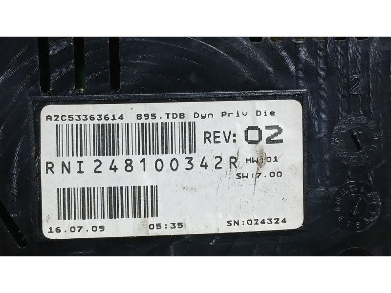 Recambio de cuadro instrumentos para renault megane iii hatchback (bz0/1_, b3_) 1.5 dci referencia OEM IAM 248100342R  