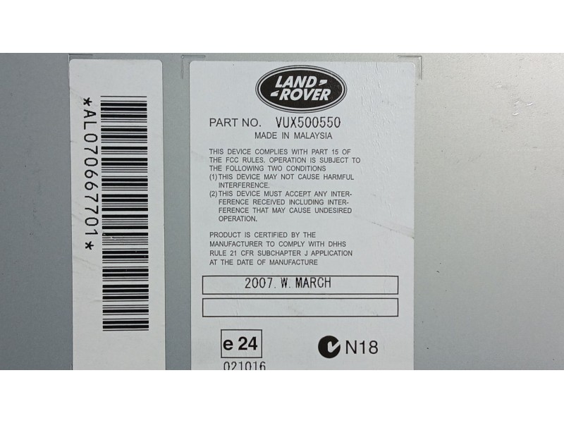 Recambio de sistema audio / radio cd para land rover range rover sport v8 td first edition referencia OEM IAM LR050839  
