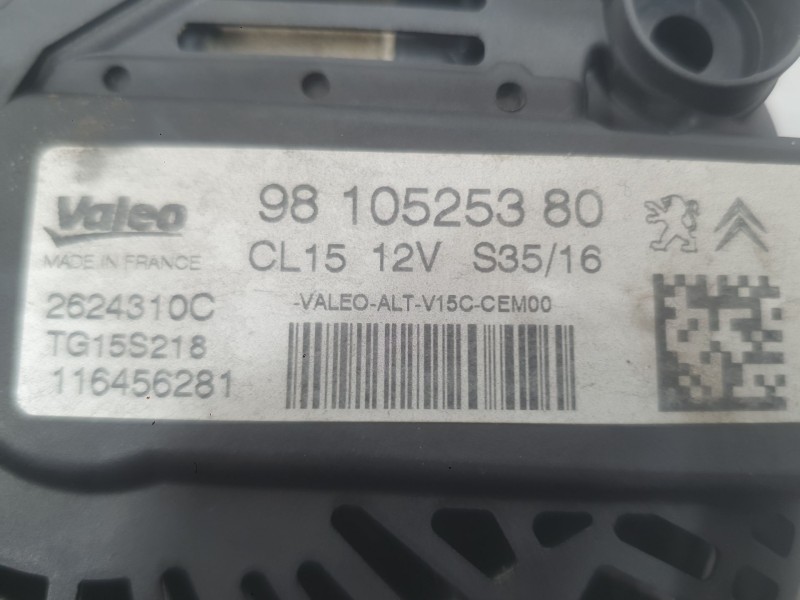 Recambio de alternador para peugeot 2008 i (cu_) 1.6 bluehdi 100 referencia OEM IAM 9810525380 1612458880 