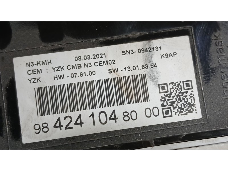 Recambio de cuadro instrumentos para peugeot rifter 1.5 bluehdi 100 referencia OEM IAM 9842410480  SN30942131