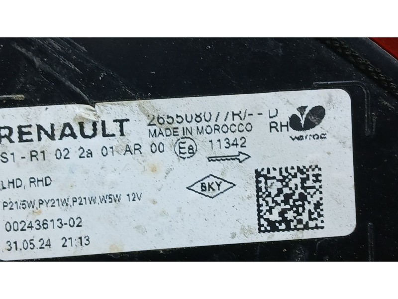 Recambio de piloto trasero derecho para dacia sandero iii 1.0 tce 90 eco-g referencia OEM IAM 265501832R  