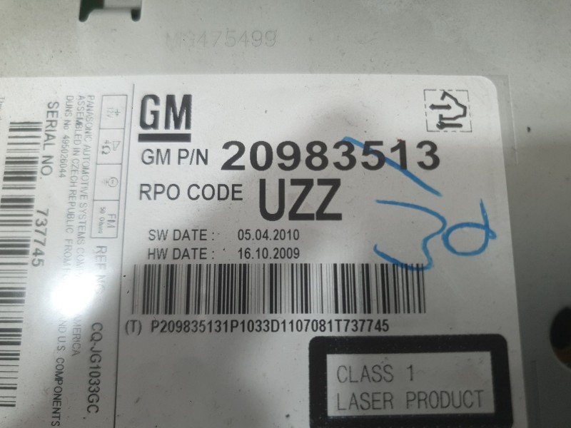 Recambio de sistema audio / radio cd para opel astra j sports tourer (p10) 1.7 cdti (35) referencia OEM IAM   