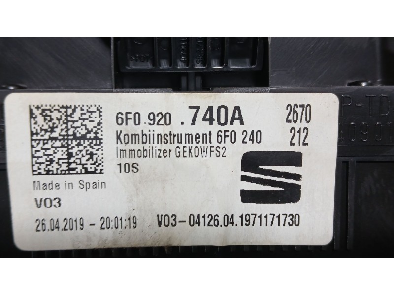 Recambio de cuadro instrumentos para seat arona (kj7, kjp) 1.0 tsi referencia OEM IAM 6F0920740A  