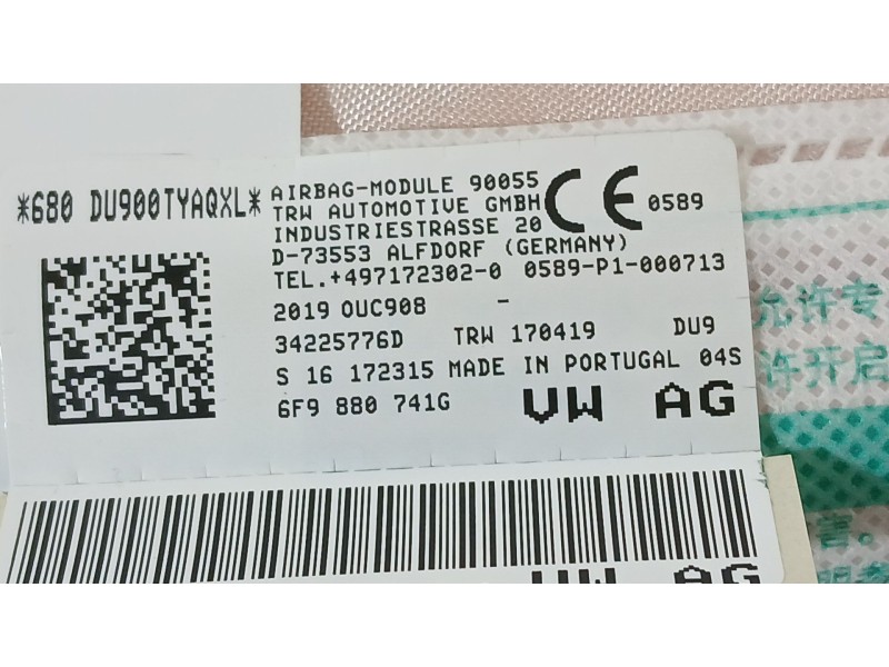 Recambio de airbag cortina delantero izquierdo para seat arona (kj7, kjp) 1.0 tsi referencia OEM IAM 6F9880741K  