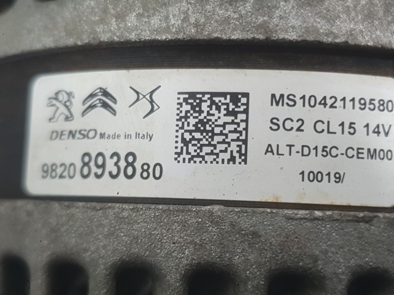 Recambio de alternador para peugeot 308 ii (lb_, lp_, lw_, lh_, l3_) 1.5 bluehdi 100 referencia OEM IAM 9820893880 1627651980 