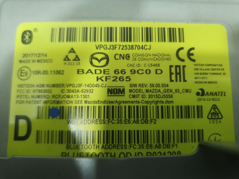 Recambio de sistema audio / radio para mazda 3 lim. () black tech edition referencia OEM IAM   