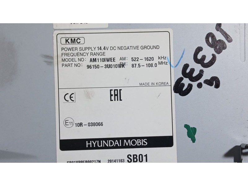 Recambio de sistema audio / radio cd para kia sportage iii (sl) 1.7 crdi referencia OEM IAM 961503U010WK  