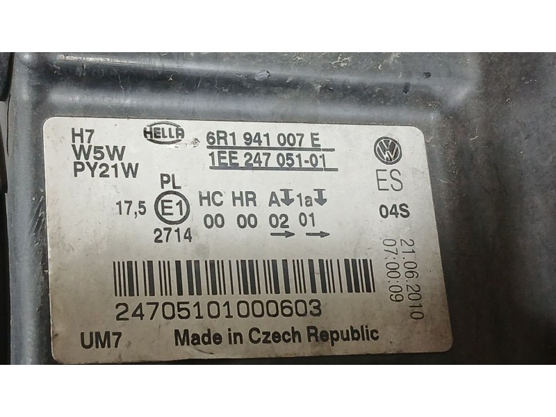 Recambio de faro izquierdo para volkswagen polo v (6r1, 6c1) 1.6 tdi referencia OEM IAM 6R1941015E  