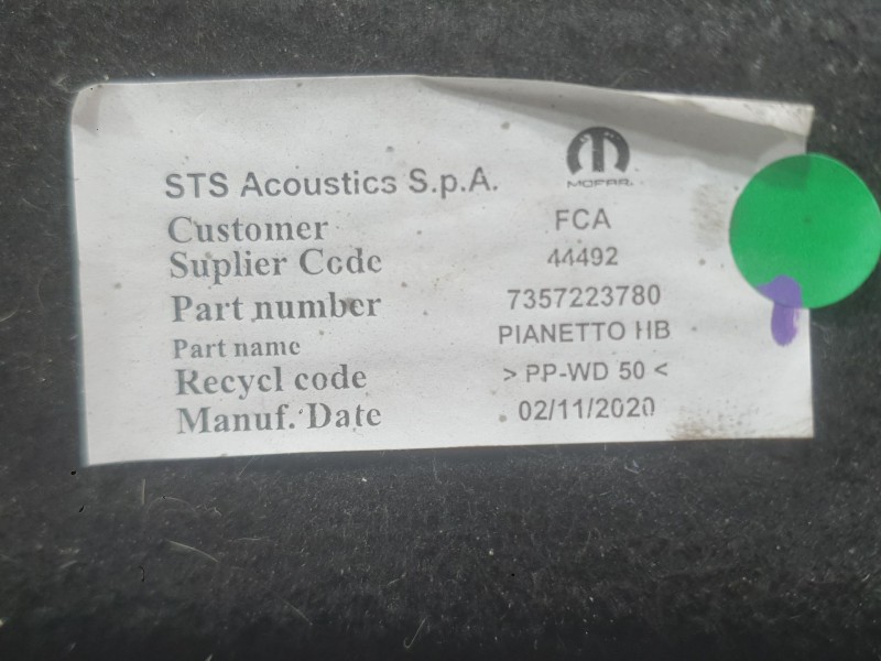 Recambio de bandeja trasera para fiat 500e (332_) elektro 3+1 (fa1) referencia OEM IAM 735722378  