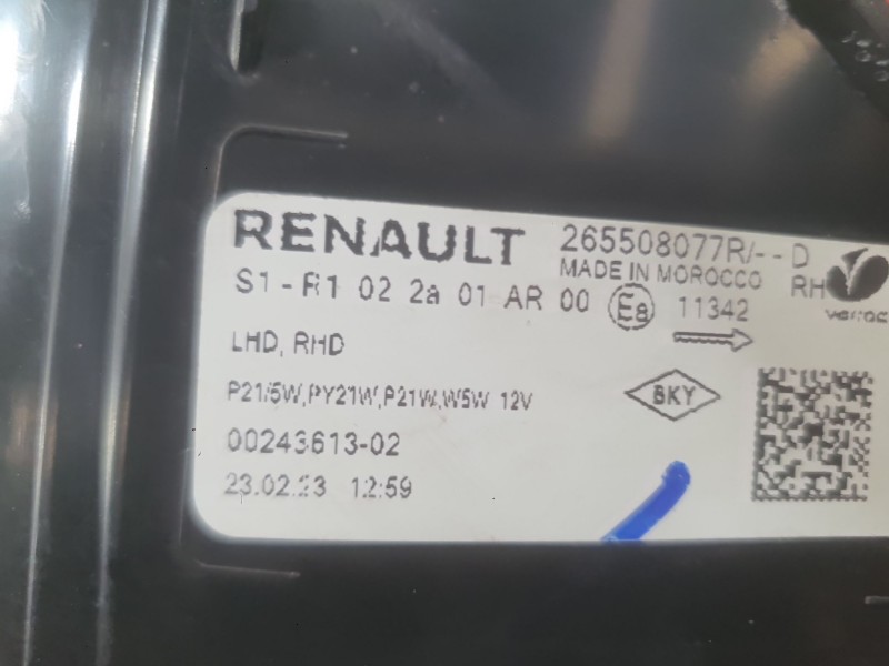 Recambio de piloto trasero derecho para dacia sandero iii 1.0 tce 90 referencia OEM IAM 265503830R  