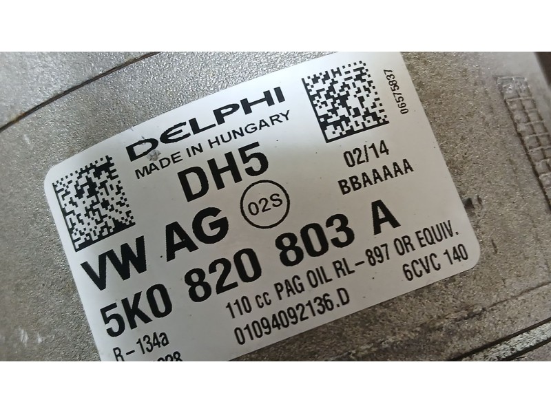 Recambio de compresor aire acondicionado para volkswagen polo v (6r1, 6c1) 1.6 tdi referencia OEM IAM 5K0820803  