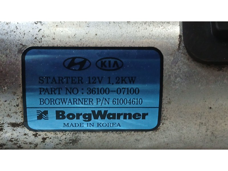 Recambio de motor arranque para kia stonic (yb) 1.2 cvvt referencia OEM IAM 3610007100 BORG WARNER 61004610
