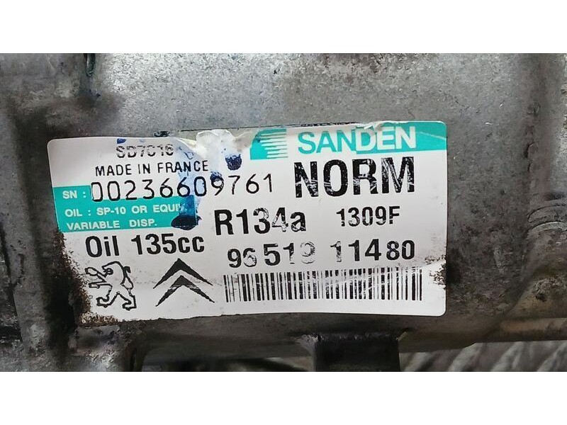 Recambio de compresor aire acondicionado para citroën c4 picasso sx referencia OEM IAM 9651911480 SANDEN 1309F SD7C16