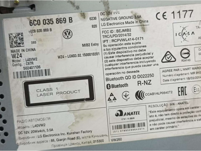 Recambio de sistema navegacion gps para volkswagen polo (6r1) advance referencia OEM IAM 6C0035869B L40DVW2 