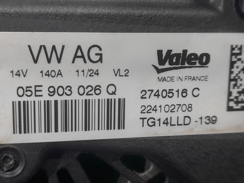 Recambio de alternador para skoda fabia iv (pj3) 1.0 tsi referencia OEM IAM 05E903026Q 2740516C VALEO
