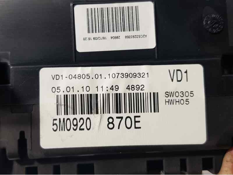 Recambio de cuadro instrumentos para volkswagen golf plus (521) advance referencia OEM IAM 5M0920870E A2C53372479 VDO
