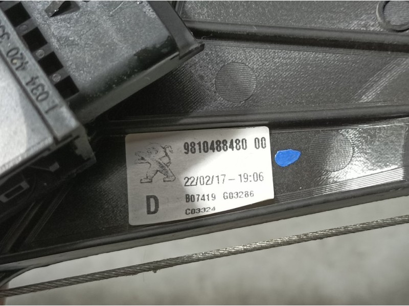 Recambio de elevalunas trasero derecho para peugeot 3008 gt line referencia OEM IAM 9810488480  ELECTRICO 6 PINS