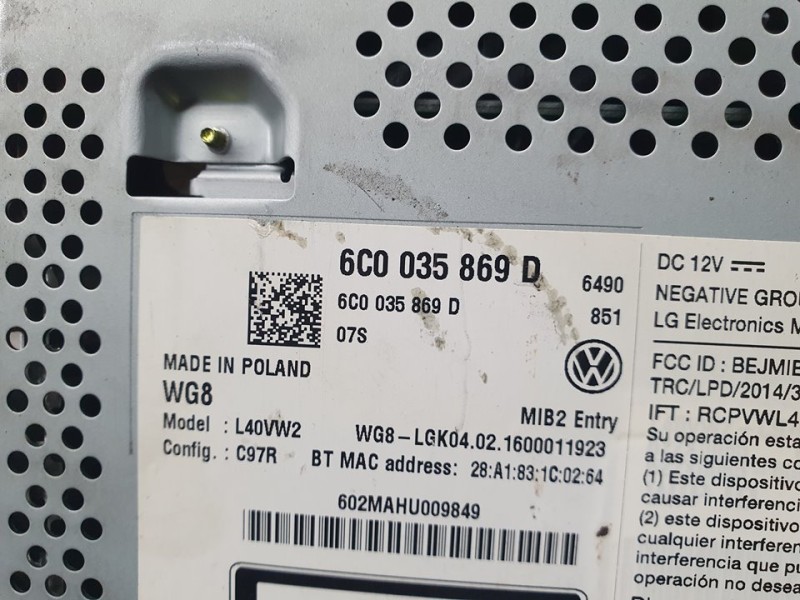 Recambio de sistema navegacion gps para volkswagen polo (6c1) bluemotion referencia OEM IAM 6C0035869D  