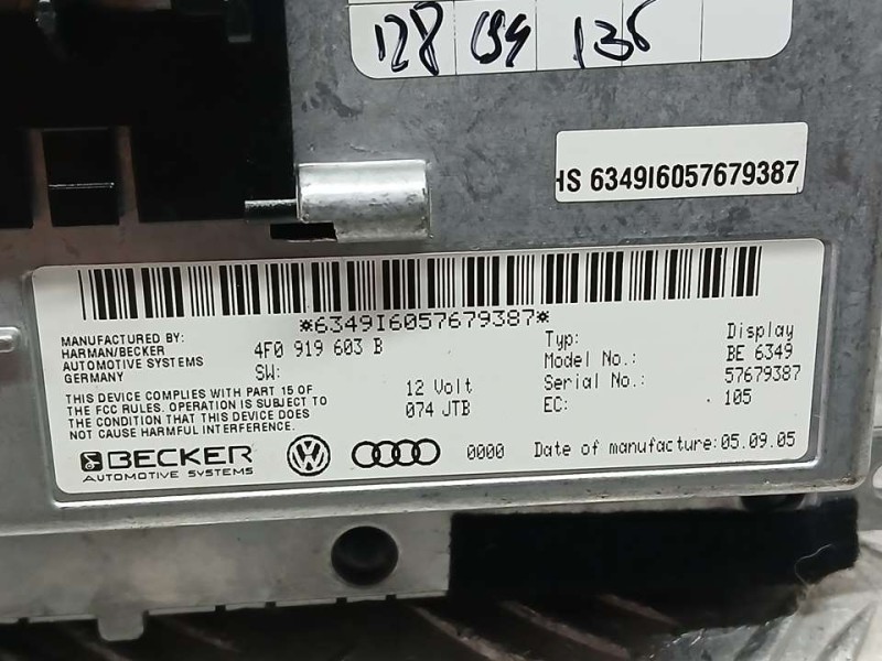 Recambio de sistema navegacion gps para audi a6 berlina (4f2) 3.0 tdi quattro (165kw) referencia OEM IAM 4F0919603B 57679387 BEC
