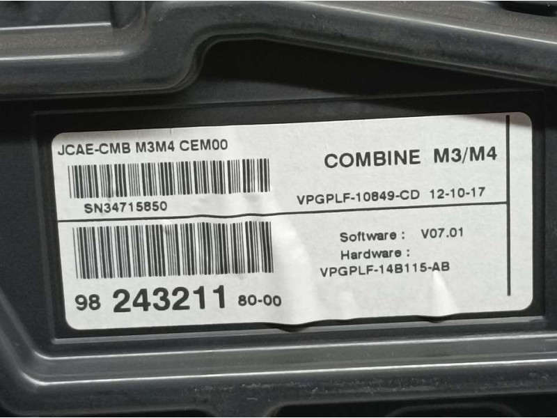 Recambio de cuadro instrumentos para citroën c-elysée shine referencia OEM IAM 9824321180 VPGPLF10849CD 