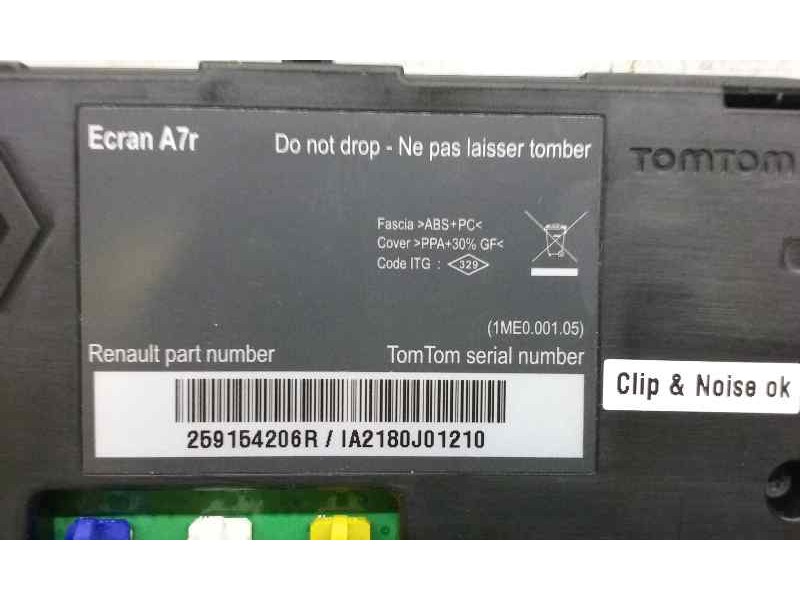 Recambio de sistema navegacion gps para renault koleos dynamique referencia OEM IAM A2180J01210 259154206R TOM TOM