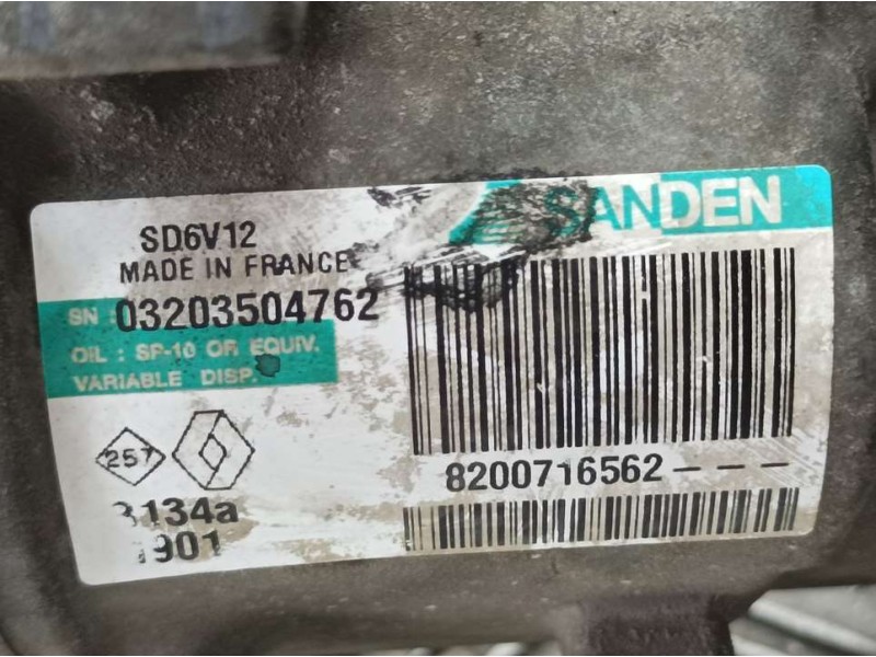 Recambio de compresor aire acondicionado para renault kangoo (f/kc0) authentique referencia OEM IAM 8200716562 SD6V12 SANDEN