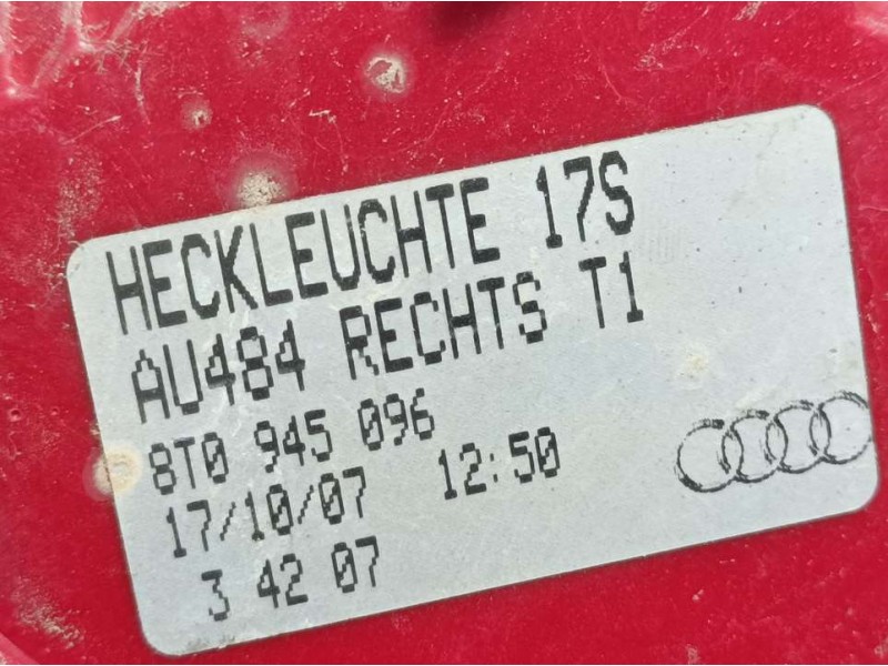 Recambio de piloto trasero derecho para audi a5 coupe (8t) 2.7 tdi referencia OEM IAM 8T0945096  EXTERIOR