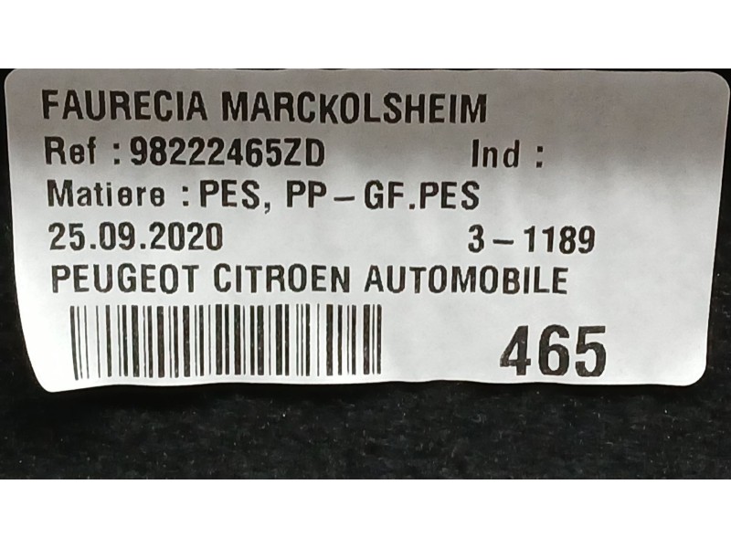 Recambio de bandeja trasera para peugeot 308 ii (lb_, lp_, lw_, lh_, l3_) 1.5 bluehdi 100 referencia OEM IAM 98222465ZD  
