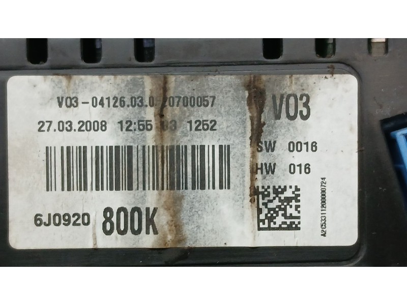 Recambio de cuadro instrumentos para seat ibiza iv (6j5, 6p1) 1.4 referencia OEM IAM 6J0920800K SIEMENS VDO A2C53311200