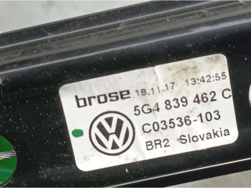 Recambio de elevalunas trasero derecho para volkswagen golf vii lim. (bq1) comfortline referencia OEM IAM 5G4839462C C03536106 E