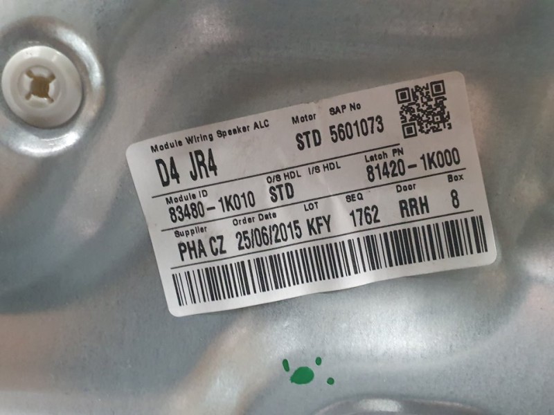 Recambio de elevalunas trasero derecho para hyundai ix20 gls style referencia OEM IAM 834801K010 5601073 ELECTRICO 2 PINES