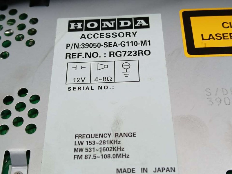 Recambio de sistema audio / radio cd para honda accord berlina (cl/cn) 2.0 comfort referencia OEM IAM 39050SEAG110M1 RG723R0 CON