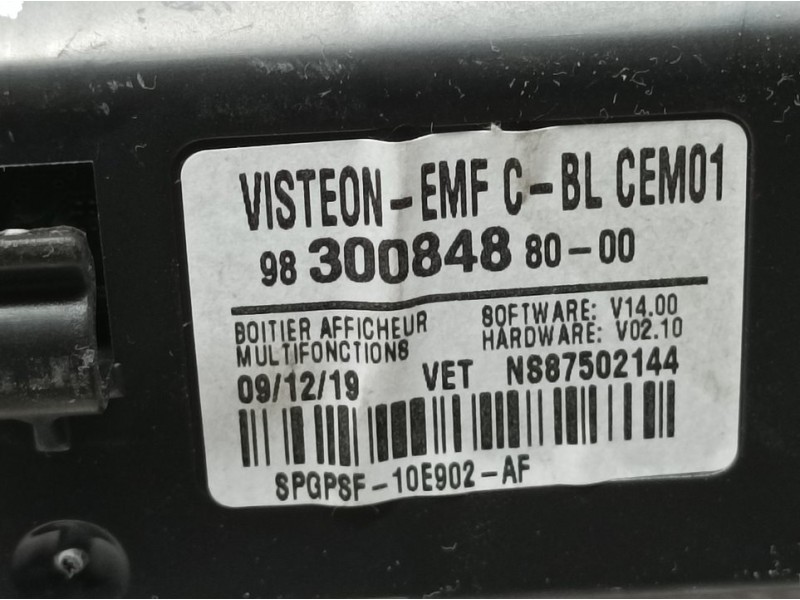 Recambio de pantalla multifuncion para peugeot expert furgón pro standar referencia OEM IAM 9830084880 87502144 