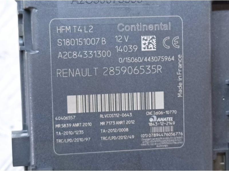 Recambio de conmutador de arranque para renault captur life referencia OEM IAM 285906535R A2C84331300 CONTINENTAL