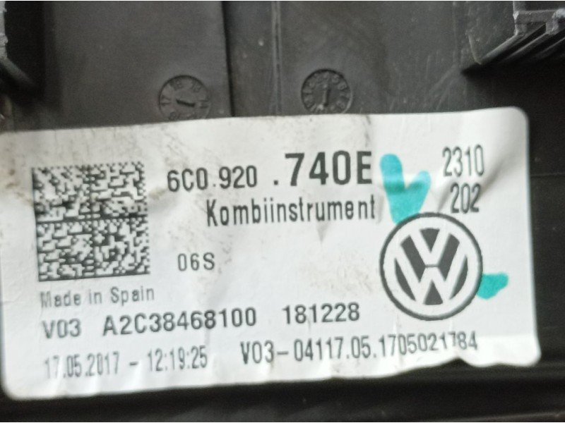 Recambio de cuadro instrumentos para volkswagen polo (6c1) advance bluemotion referencia OEM IAM 6C0920740E A2C38468100 VDO