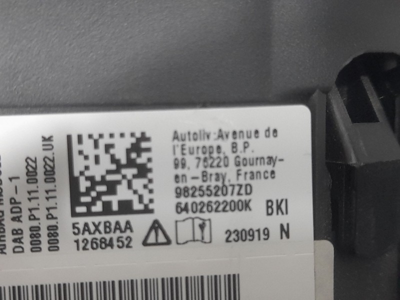 Recambio de airbag delantero izquierdo para peugeot 208 (p2) active pack referencia OEM IAM 98255207ZD  