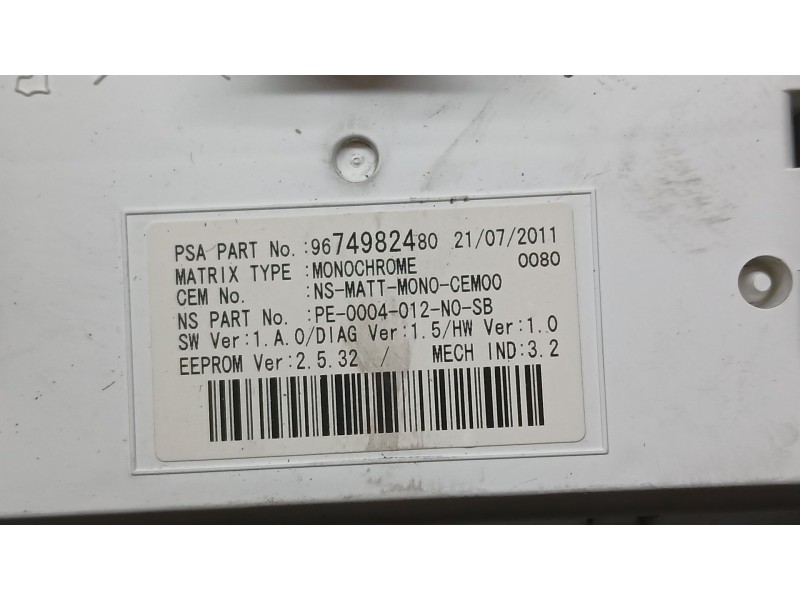 Recambio de cuadro instrumentos para peugeot 5008 (0u_, 0e_) 1.6 hdi referencia OEM IAM 9674982480  9676464480