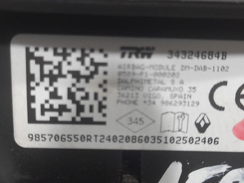 Recambio de airbag delantero izquierdo para renault captur ii techno referencia OEM IAM 34324684B  