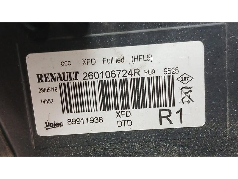 Recambio de faro derecho para renault talisman (lp_) 1.5 dci 110 referencia OEM IAM 260106724R PATA ROTA VALEO 89911938