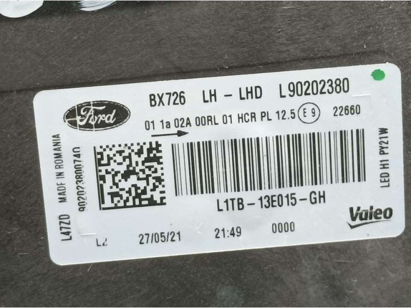 Recambio de faro izquierdo para ford puma st-line referencia OEM IAM L1TB13E015GH L90202380 VALEO ALGO ROZADO